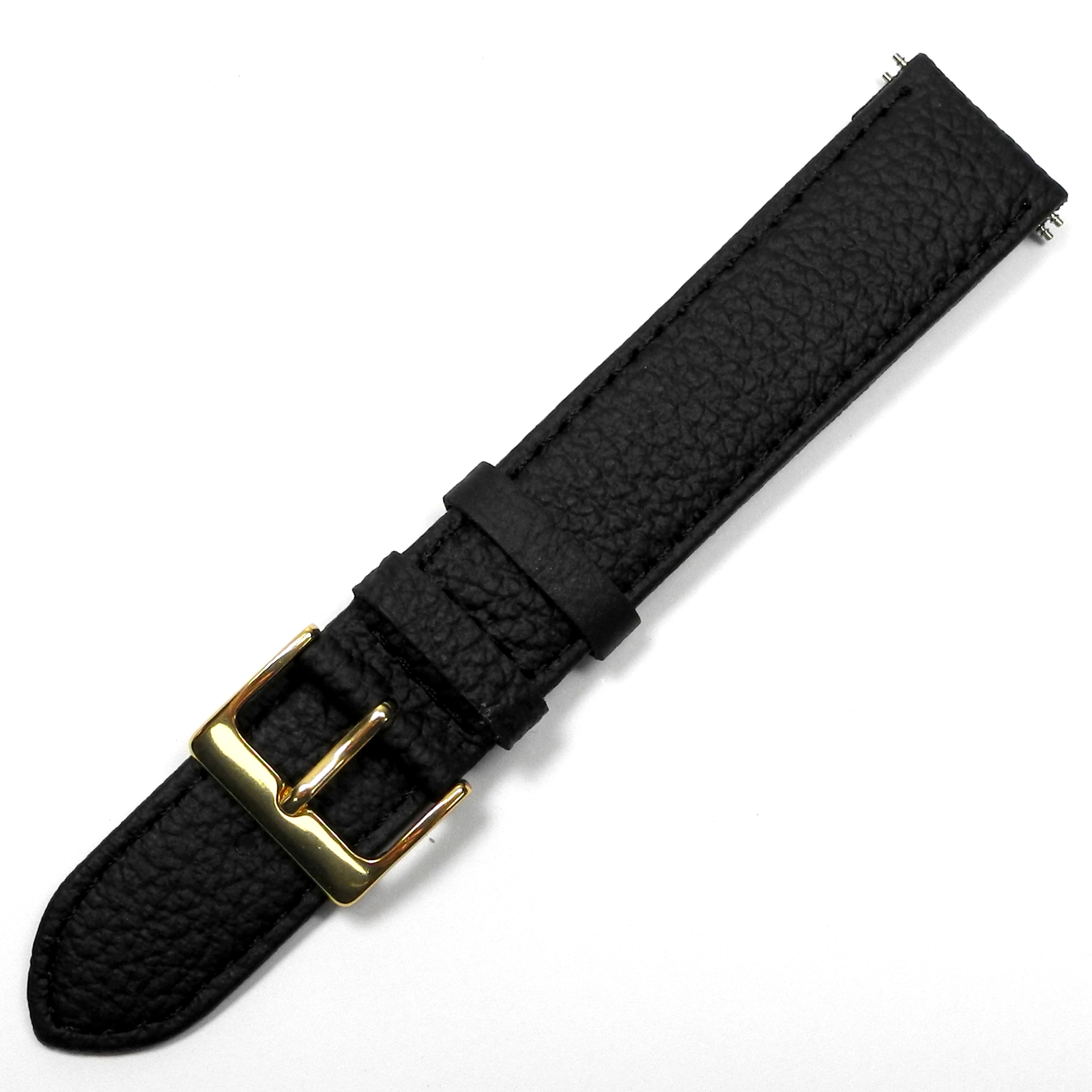 Watch Strap Extra Long Black Glove Grain 18mm Chrome - B556C